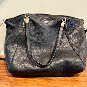 Coach Kelsey Black Pebble Leather Satchel Shoulder Bag